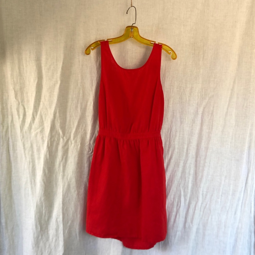 Gap Red Linen Shell Tie Back dress